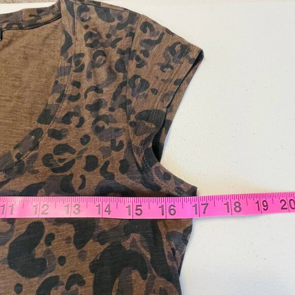 SANCTUARY Alma Brown Black Leopard Print Scoop Neck Cap Sleeve Tee Top XS - Picture 8 of 9